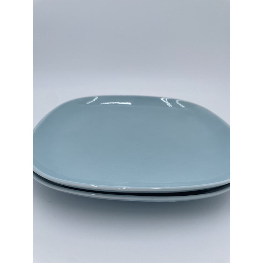 Set of 2 IKEA 365+ SUSAN PRYKE TURQUOISE BLUE SQUARE 9 3/4" DINNER PLATES - Picture 2 of 7